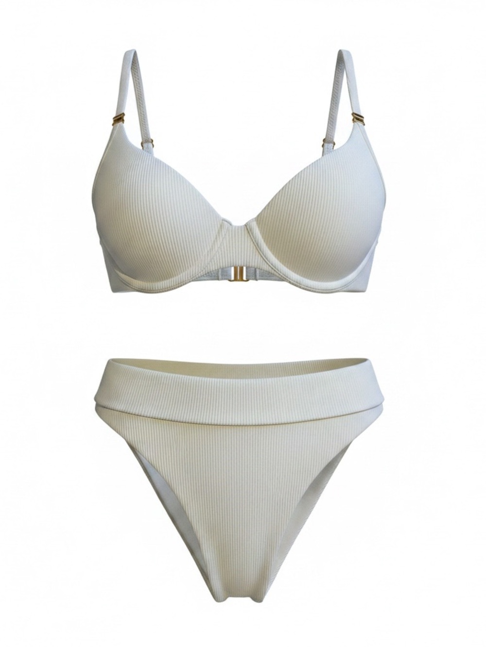 NWOT L*Space ribbed underwire bikini set cream extra small
